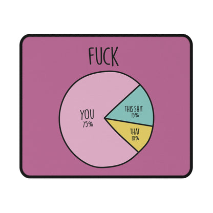 Pie chart on a pink background with text