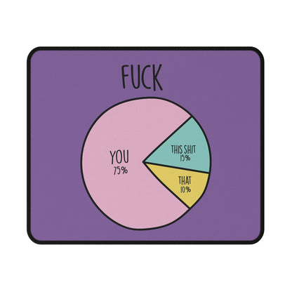 Pie chart on a purple background with text 'FUCK YOU 75%', 'THIS SHIT 15%', and 'THAT 10%'.