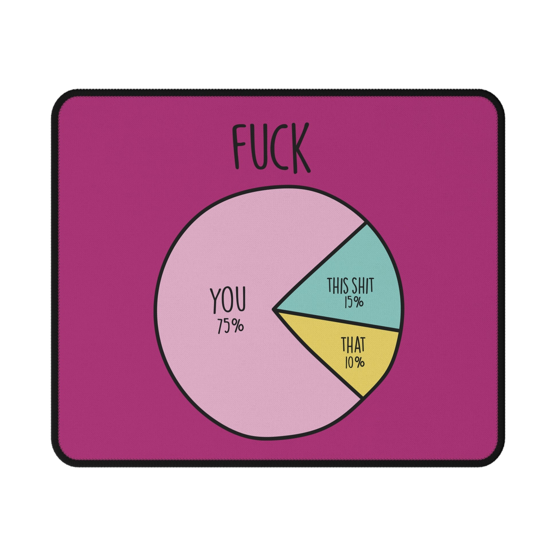 Pie chart on a pink background with text