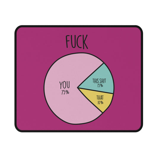 Pie chart on a pink background with text