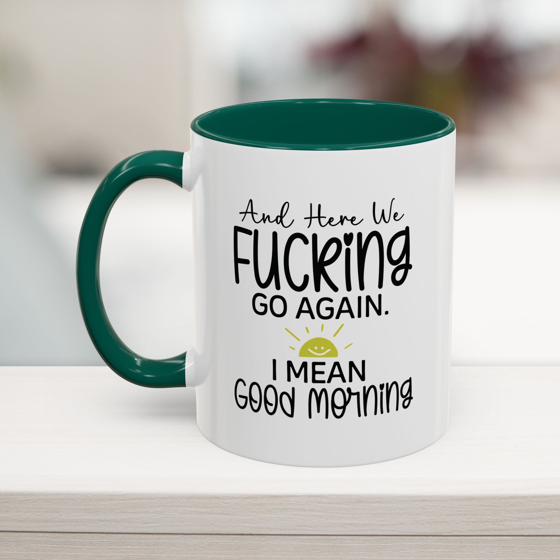 Green 11oz work bestie mug with sarcastic text – ideal for office desks and work-from-home setups