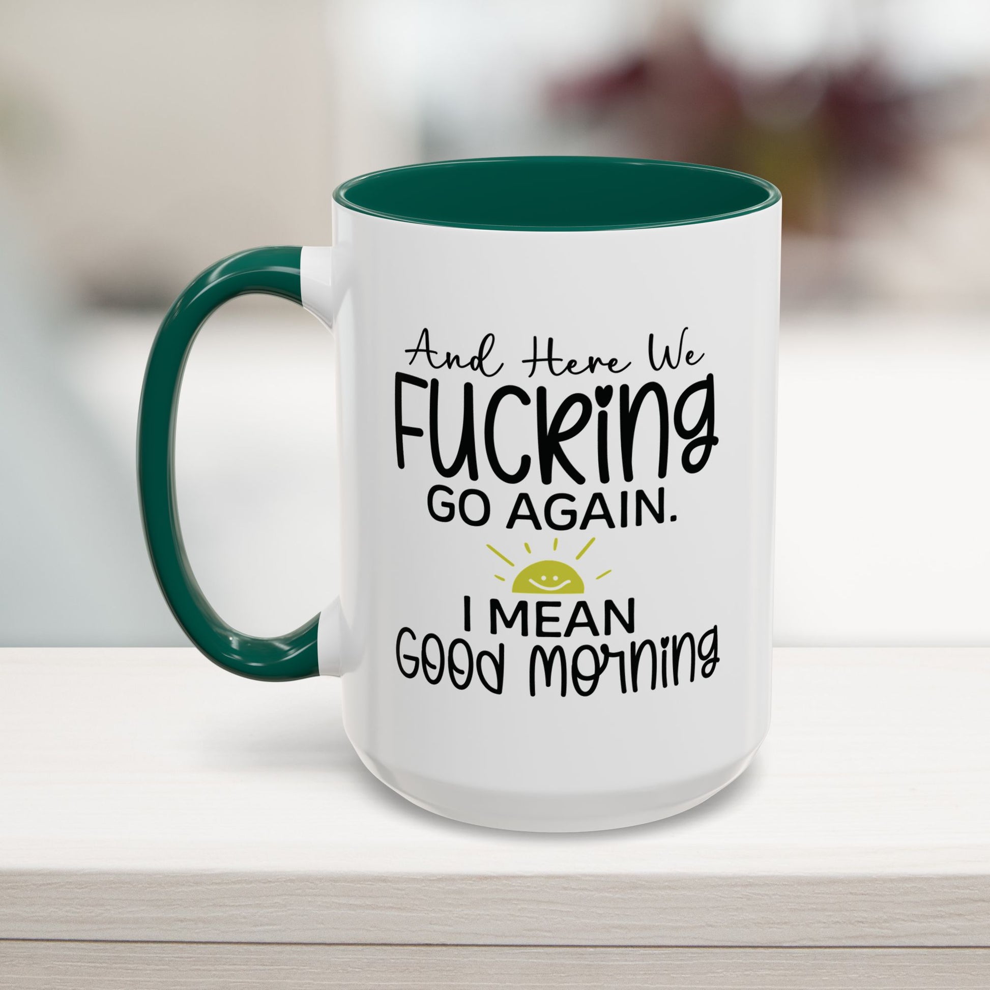 Green 15oz funny work mug – extra-large coffee cup for tired office workers