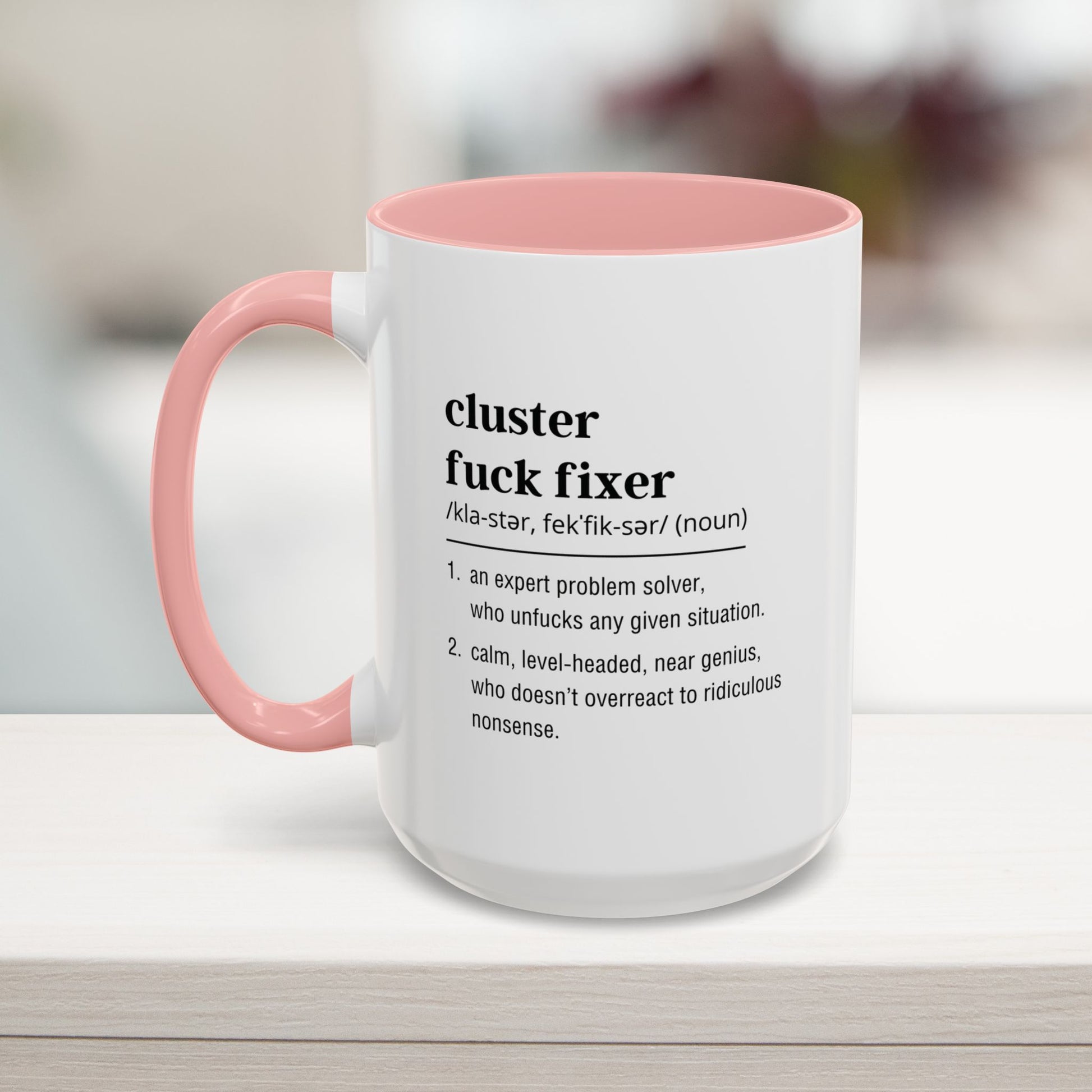 Work stress relief mug in pink – humorous manager appreciation gift 15oz