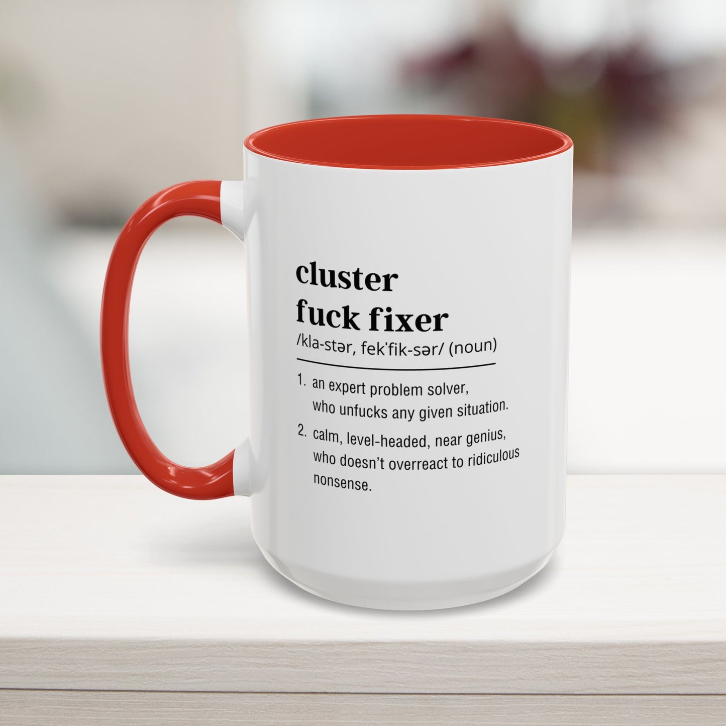 Sarcastic office worker coffee mug in red – chaos coordinator gift 15oz