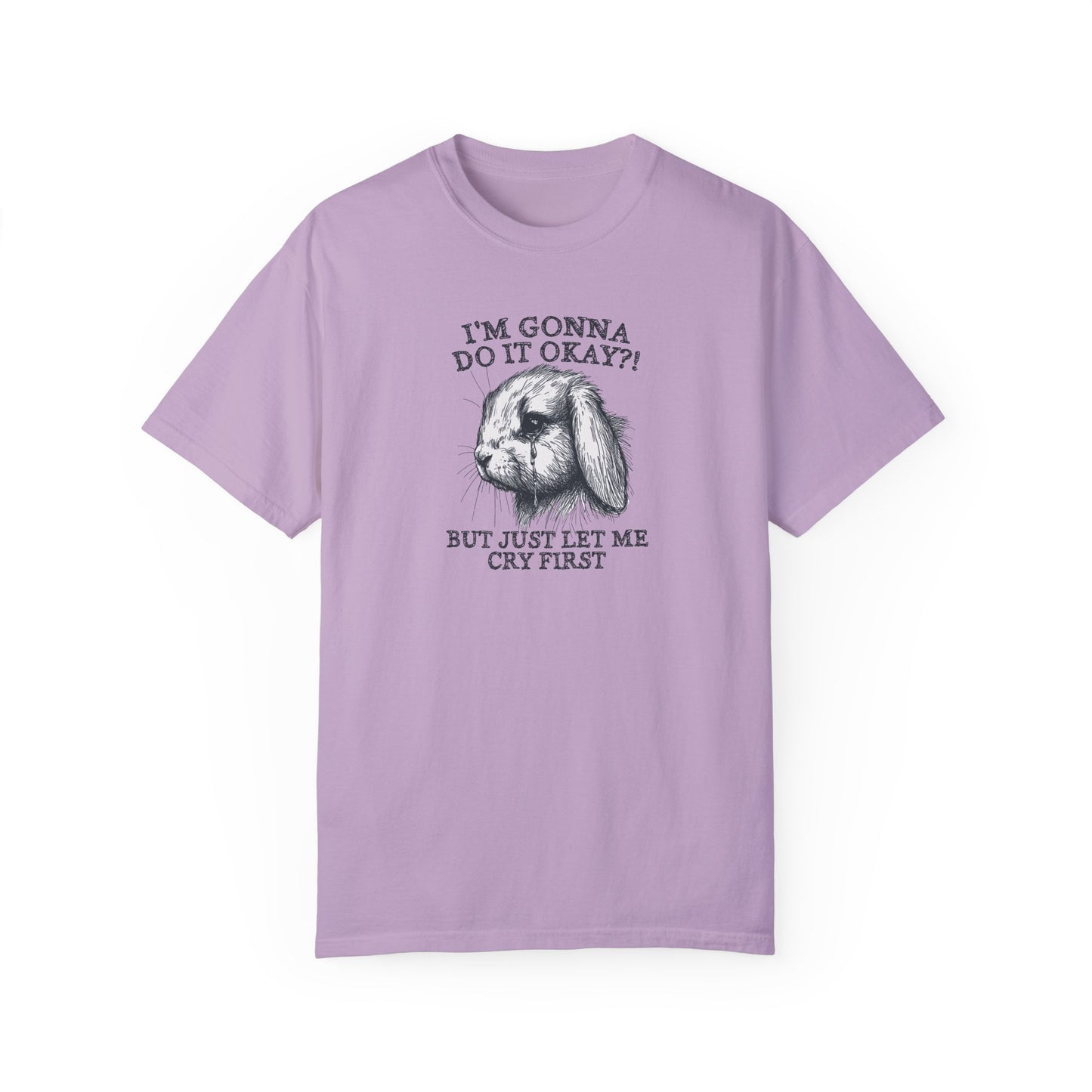 Funny burnout work T-shirt in orchid – sarcastic casual Friday outfit