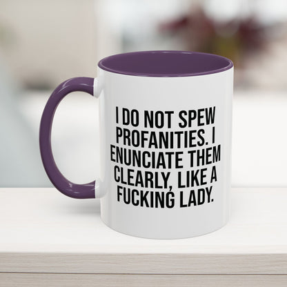 Profanity coffee mug in purple, 11oz, perfect gift for coffee lovers with a funny swearing quote