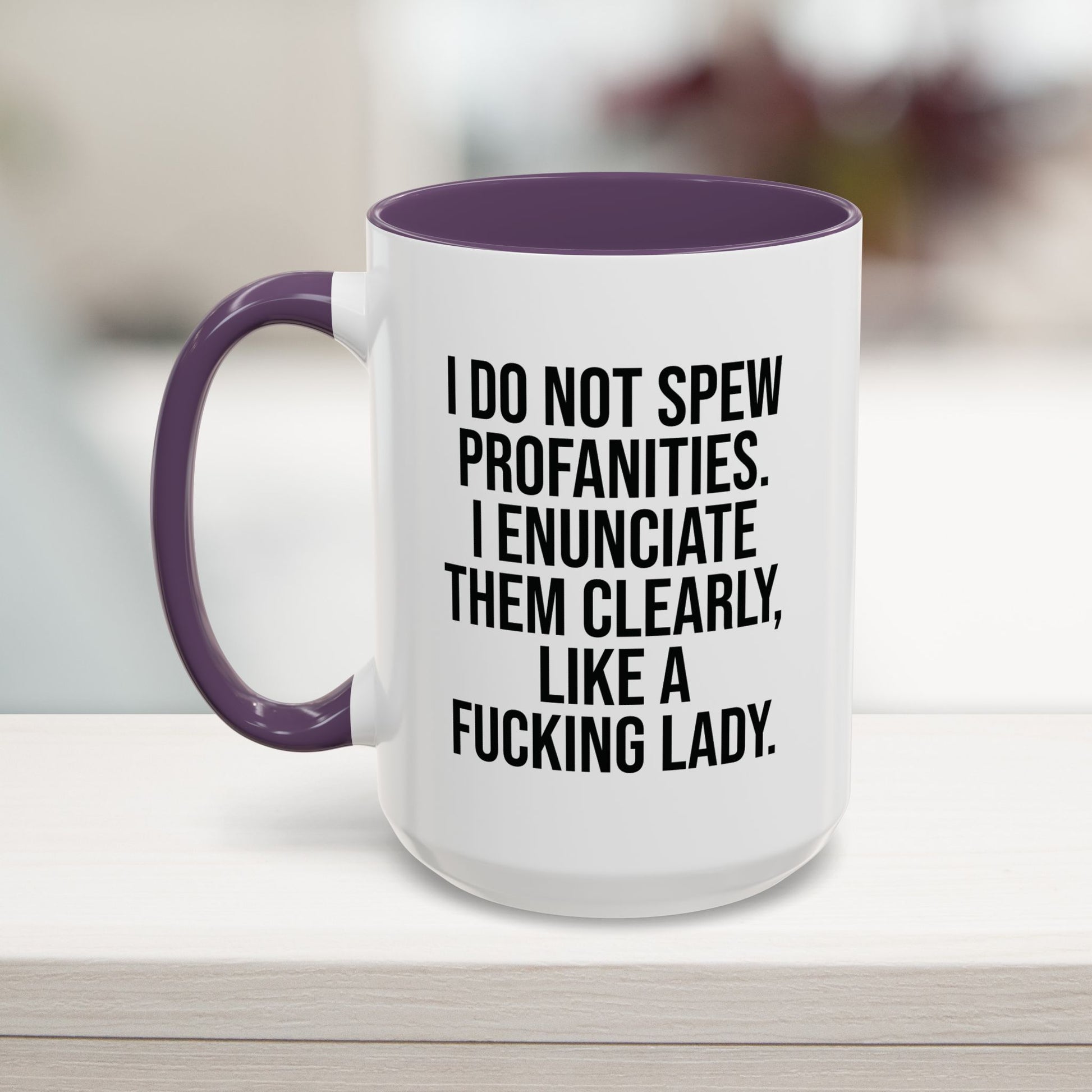 Purple 15oz funny mug for work with a witty sarcastic message for boss ladies