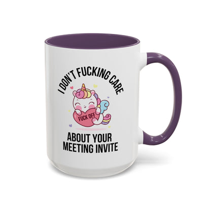 Workplace humor coffee mug with swearing unicorn design – 15oz purple ceramic mug