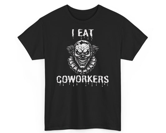 Black t-shirt with a graphic design and text on a white background