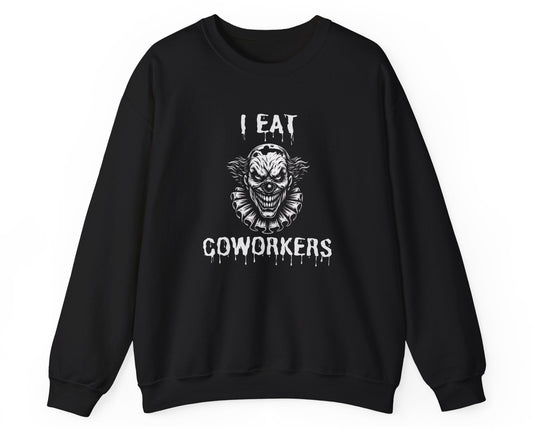 Black sweatshirt with a graphic design and text on a white background