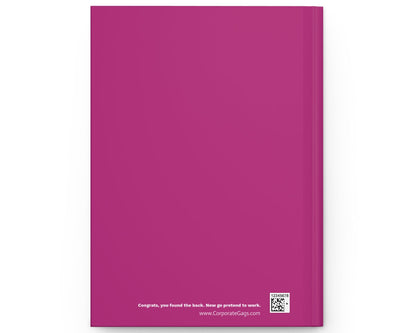 Purple notebook with text and a QR code on a white background