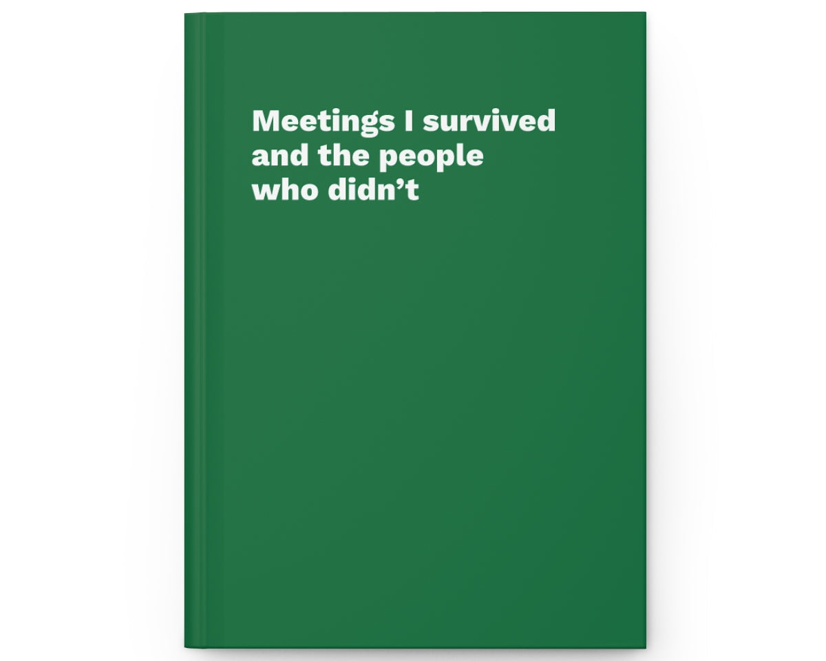 Green notebook with white text on a white background