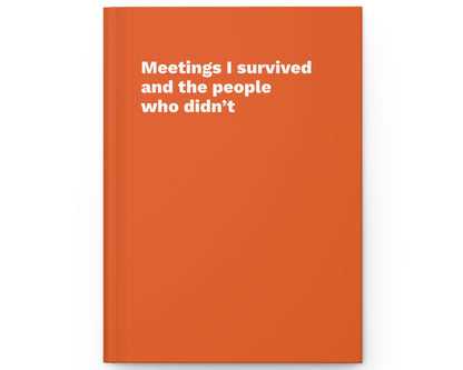 Orange notebook with white text on a white background