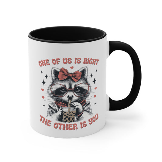 2 Black 11oz mug with sarcastic raccoon and bold office humor quote