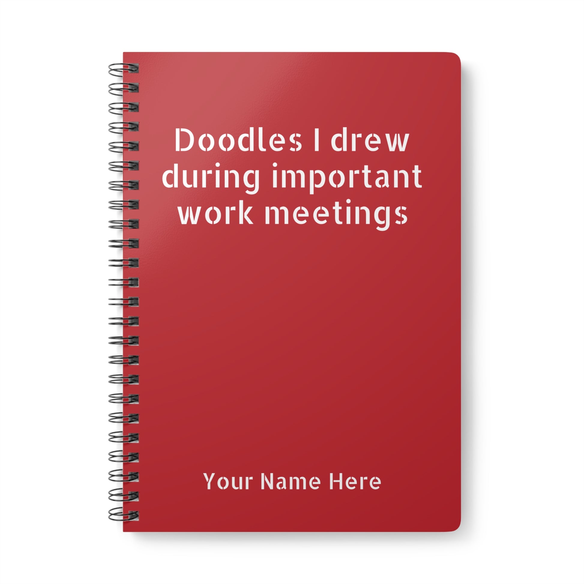 Dark red custom work humor notebook for coworkers and corporate gifts