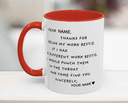 Mug with humorous text on a blurred background