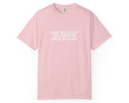 Pink t-shirt with a minimalist design on a white background