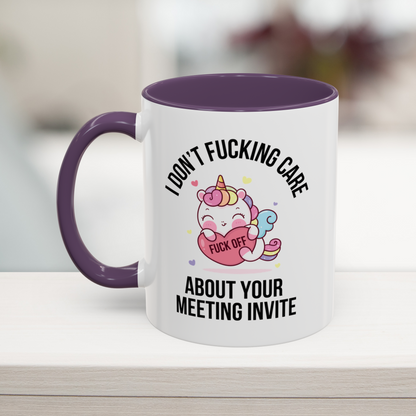 Swearing unicorn workplace gag gift mug – perfect for work besties and coworkers 11oz purple