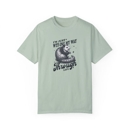 Funny work humor possum T-shirt in bay – corporate sarcasm casual Friday tee