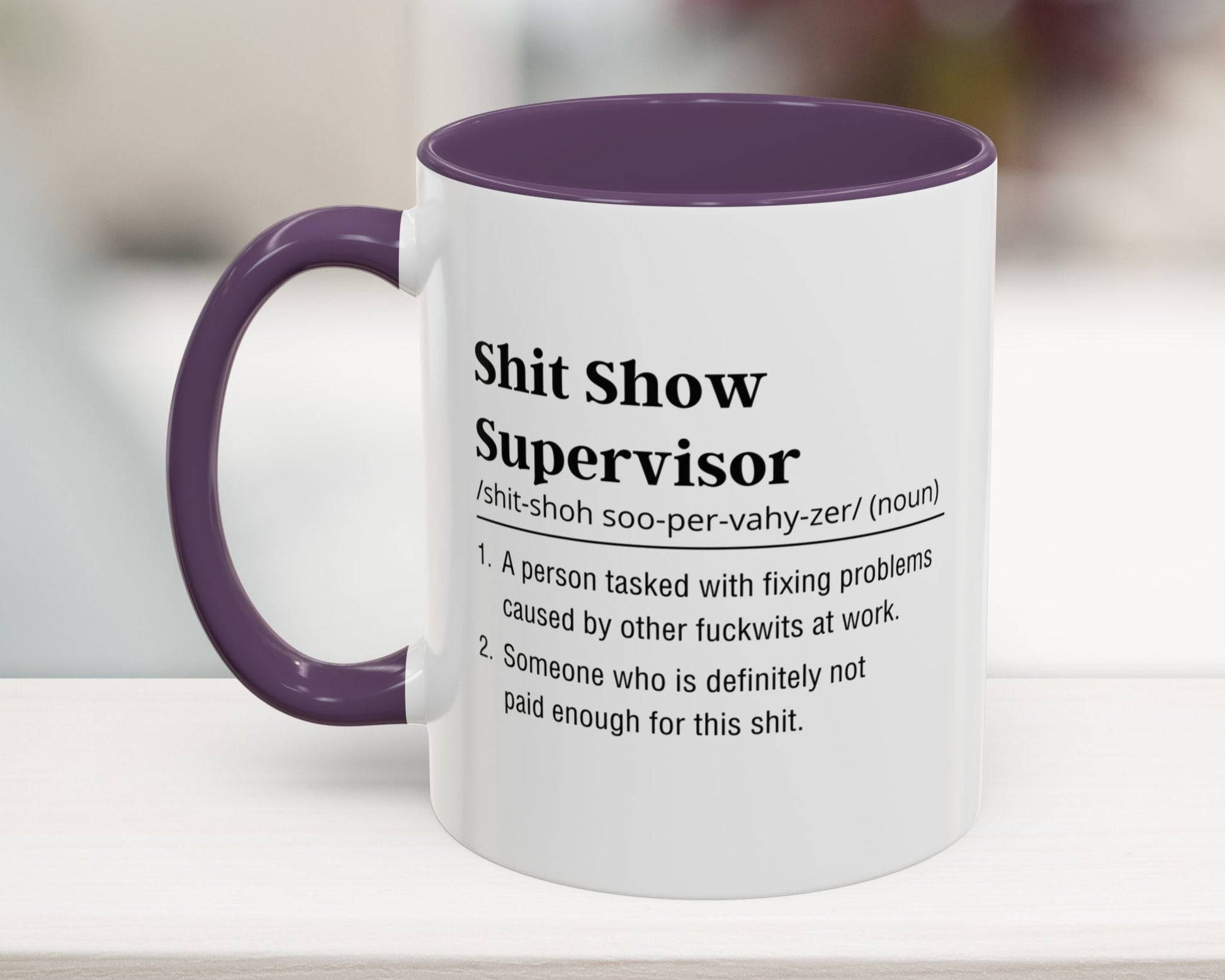 Purple 11oz sarcastic coworker mug – Shit Show Supervisor – Funny workplace survival gift