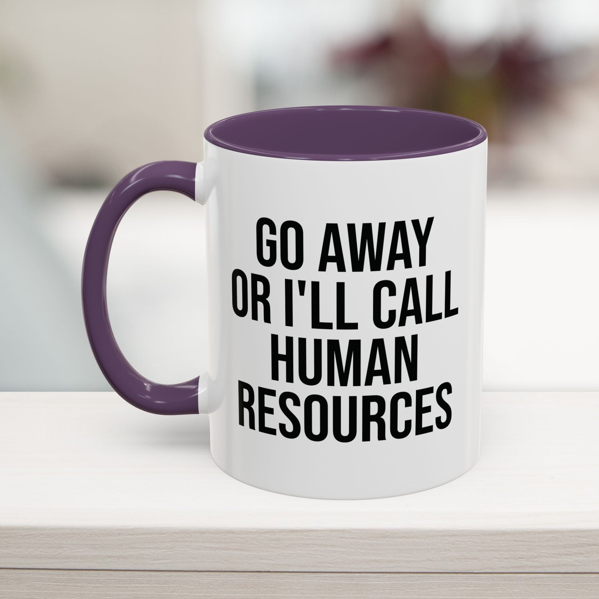 Purple 11oz snarky coffee cup with bold white text – funny office humor gift for employees