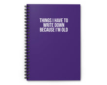 Purple snarky office notebook for bosses, employees, and work besties Things I Have to Write Down Because I'm Old