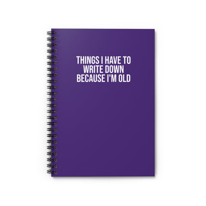 Purple snarky office notebook for bosses, employees, and work besties Things I Have to Write Down Because I'm Old