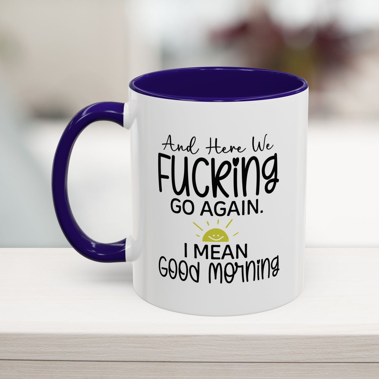 Blue 11oz funny coworker gift mug – relatable morning coffee cup with sarcastic quote