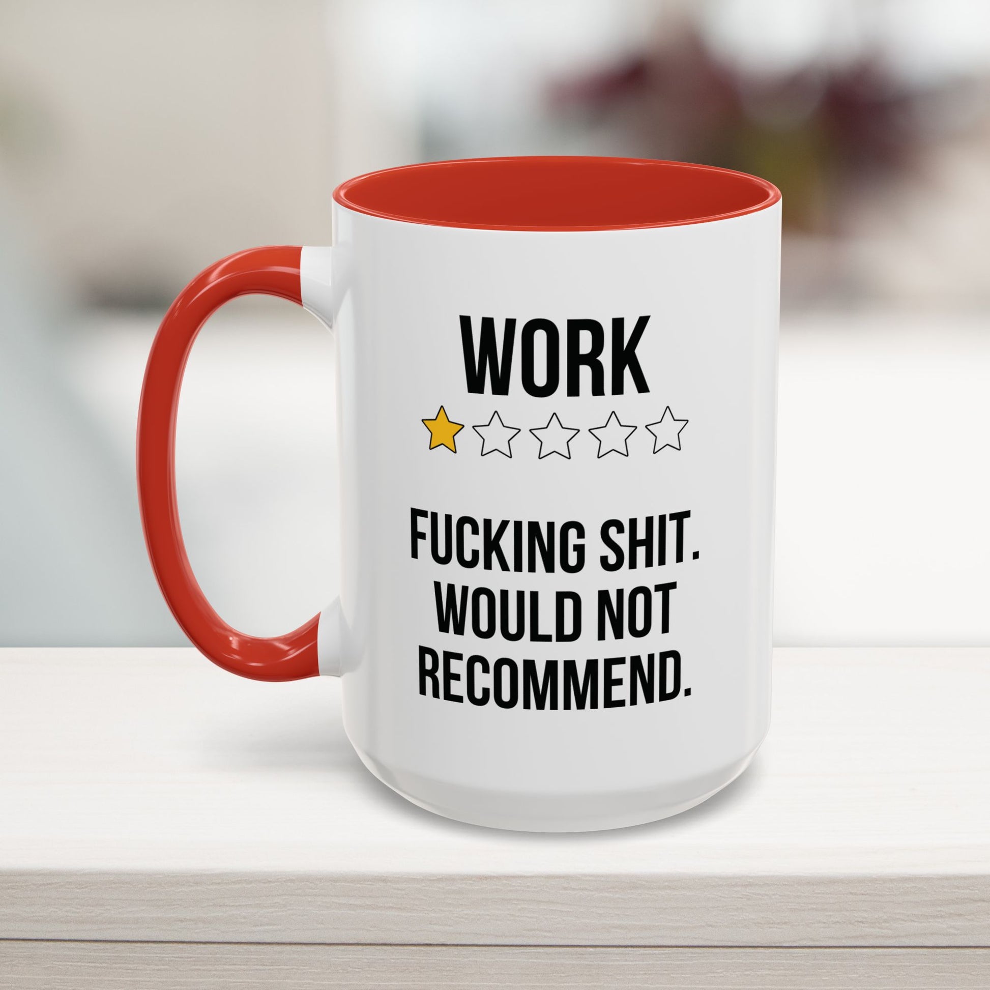 'Work One-Star Review' mug red 15z