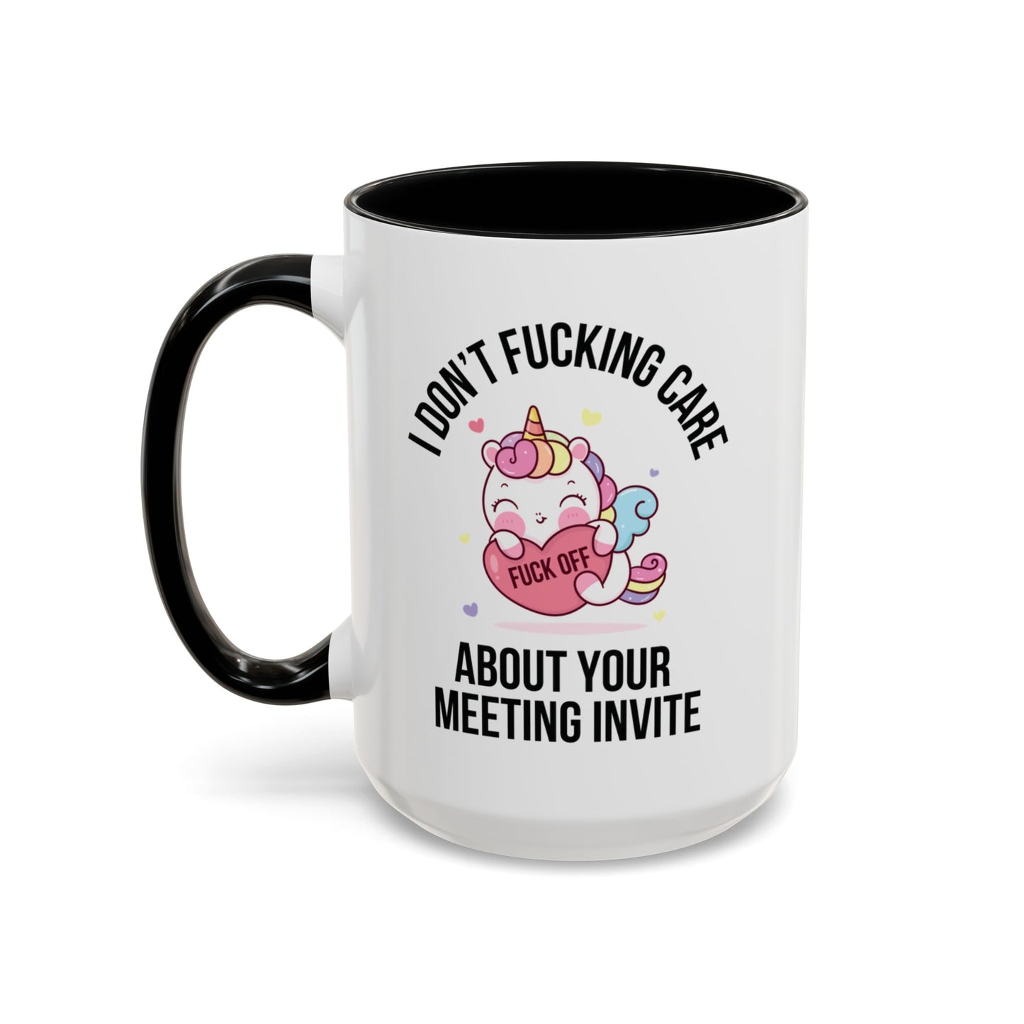 Funny meeting avoidance mug – office humor unicorn coffee cup in black 15oz